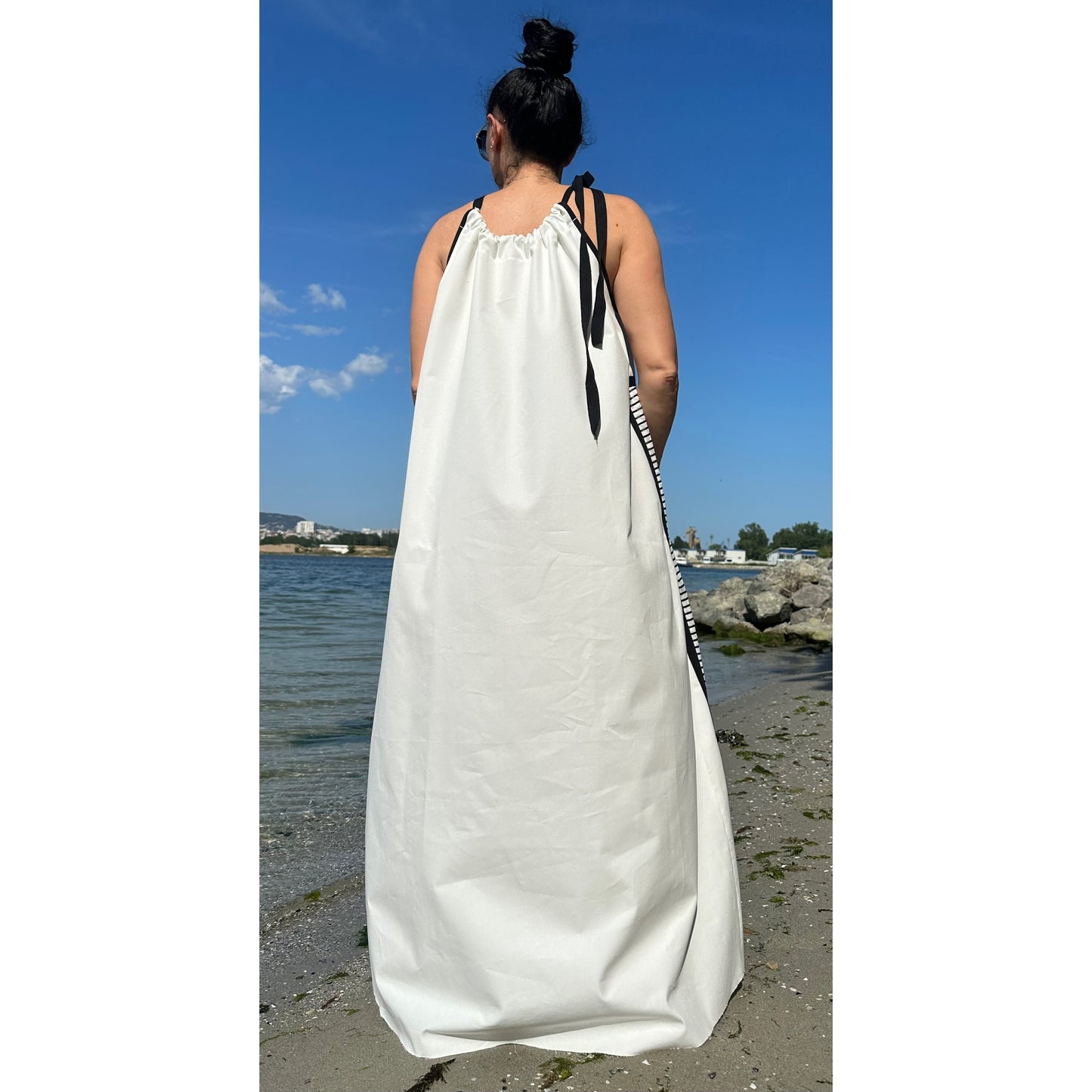 Summer White Kaftan Dress - Handmade clothing from Angel By Silvia - Top Designer Brands 