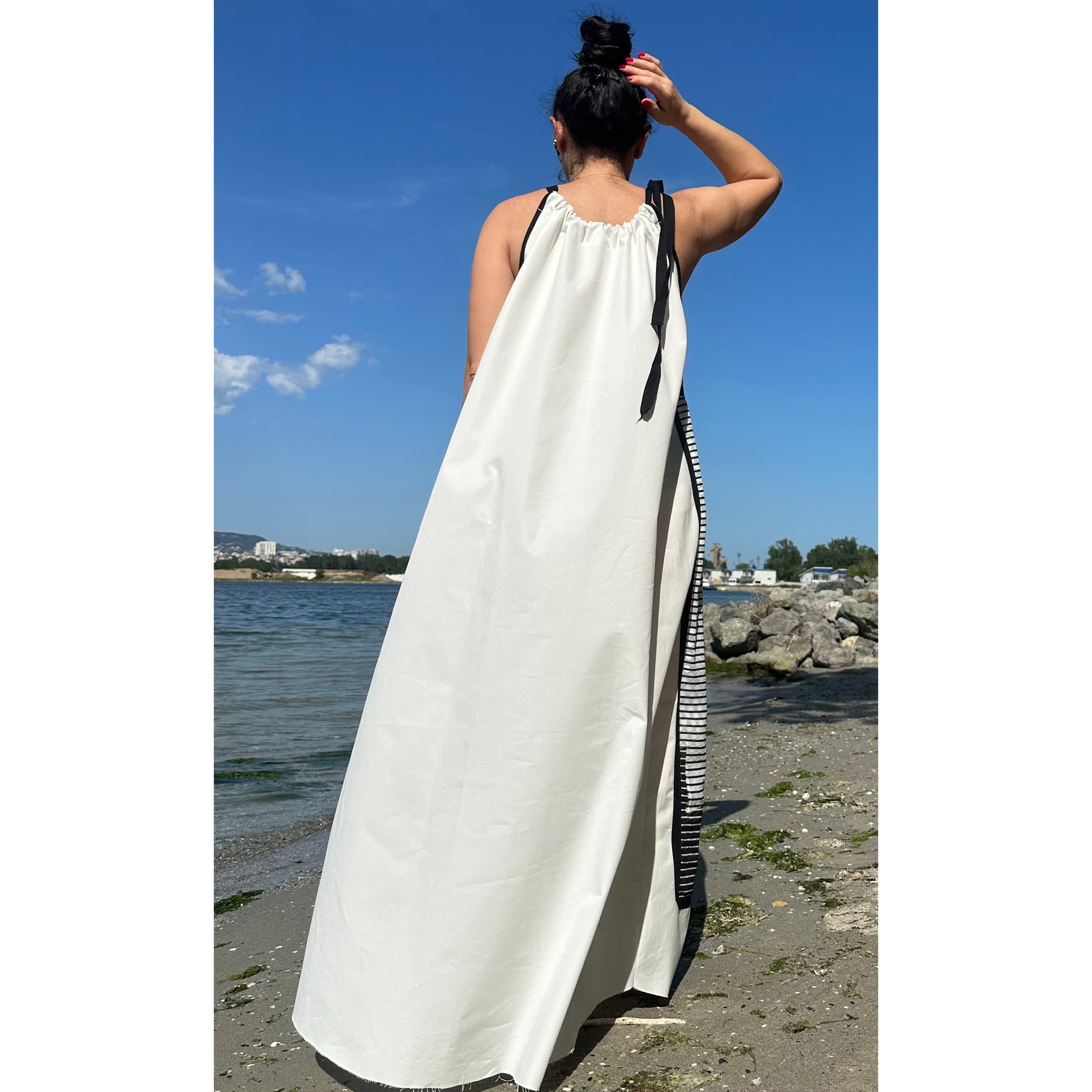 Summer White Kaftan Dress - Handmade clothing from Angel By Silvia - Top Designer Brands 