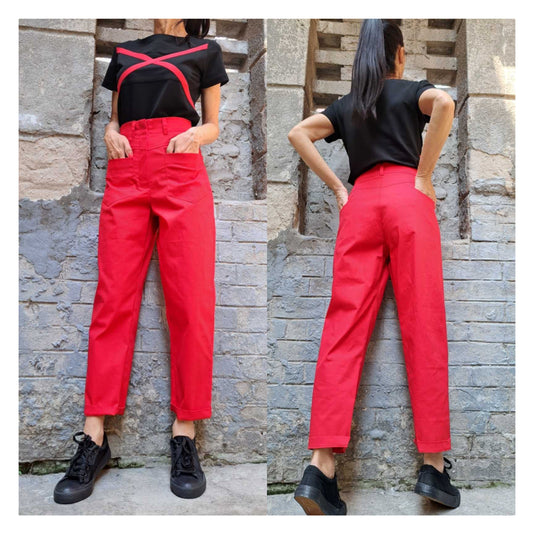 New Extravagant Red Pants - Handmade clothing from AngelBySilvia - Top Designer Brands 