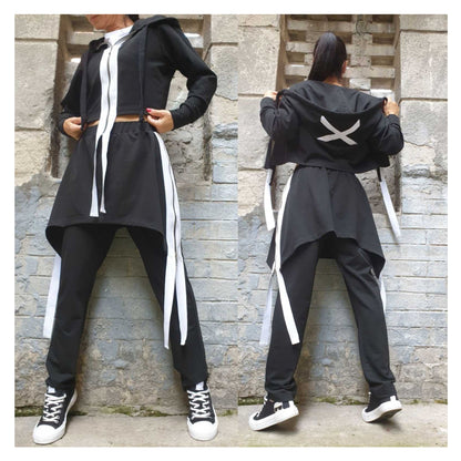 New Asymmetric Black White Outfit - Handmade clothing from AngelBySilvia - Top Designer Brands 