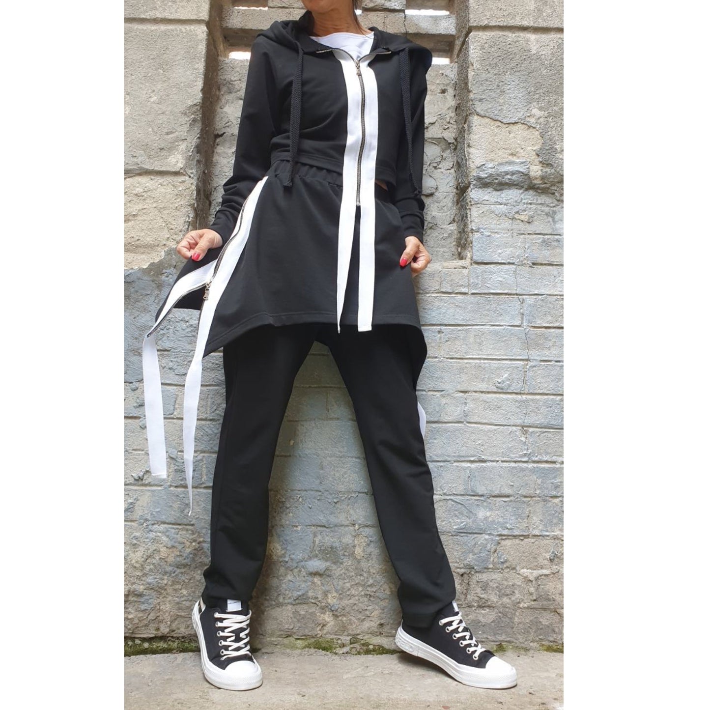 New Asymmetric Black White Outfit - Handmade clothing from AngelBySilvia - Top Designer Brands 