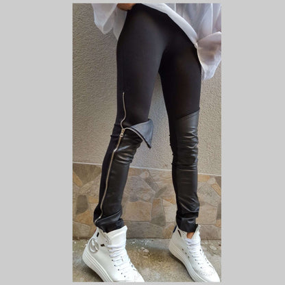 Leather Black Leggings - Handmade clothing from AngelBySilvia - Top Designer Brands 