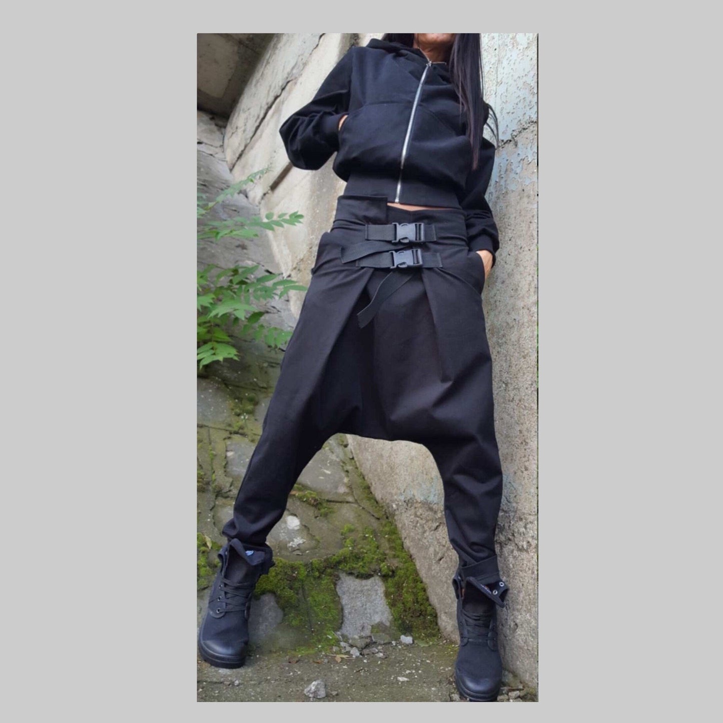 Unique Drop Crotch Women Black Pants - Handmade clothing from AngelBySilvia - Top Designer Brands 