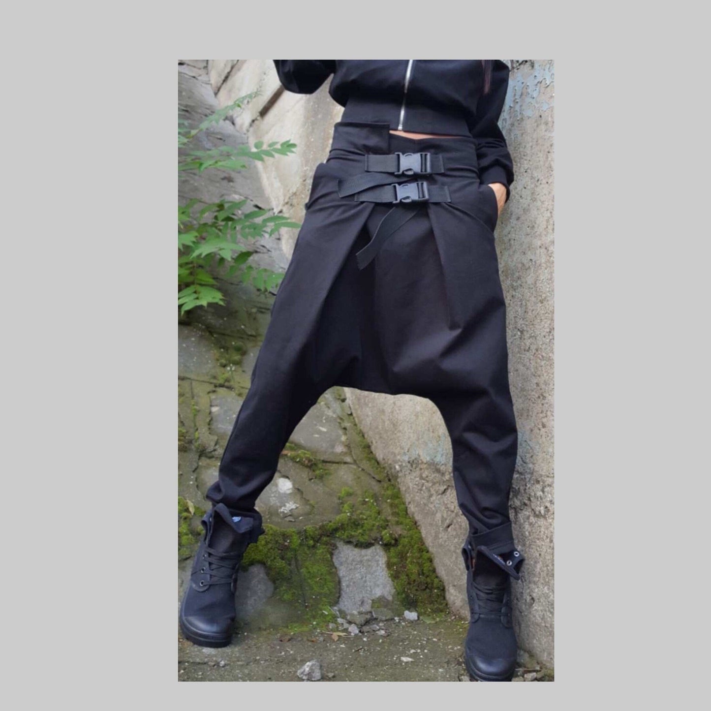 Unique Drop Crotch Women Black Pants - Handmade clothing from AngelBySilvia - Top Designer Brands 