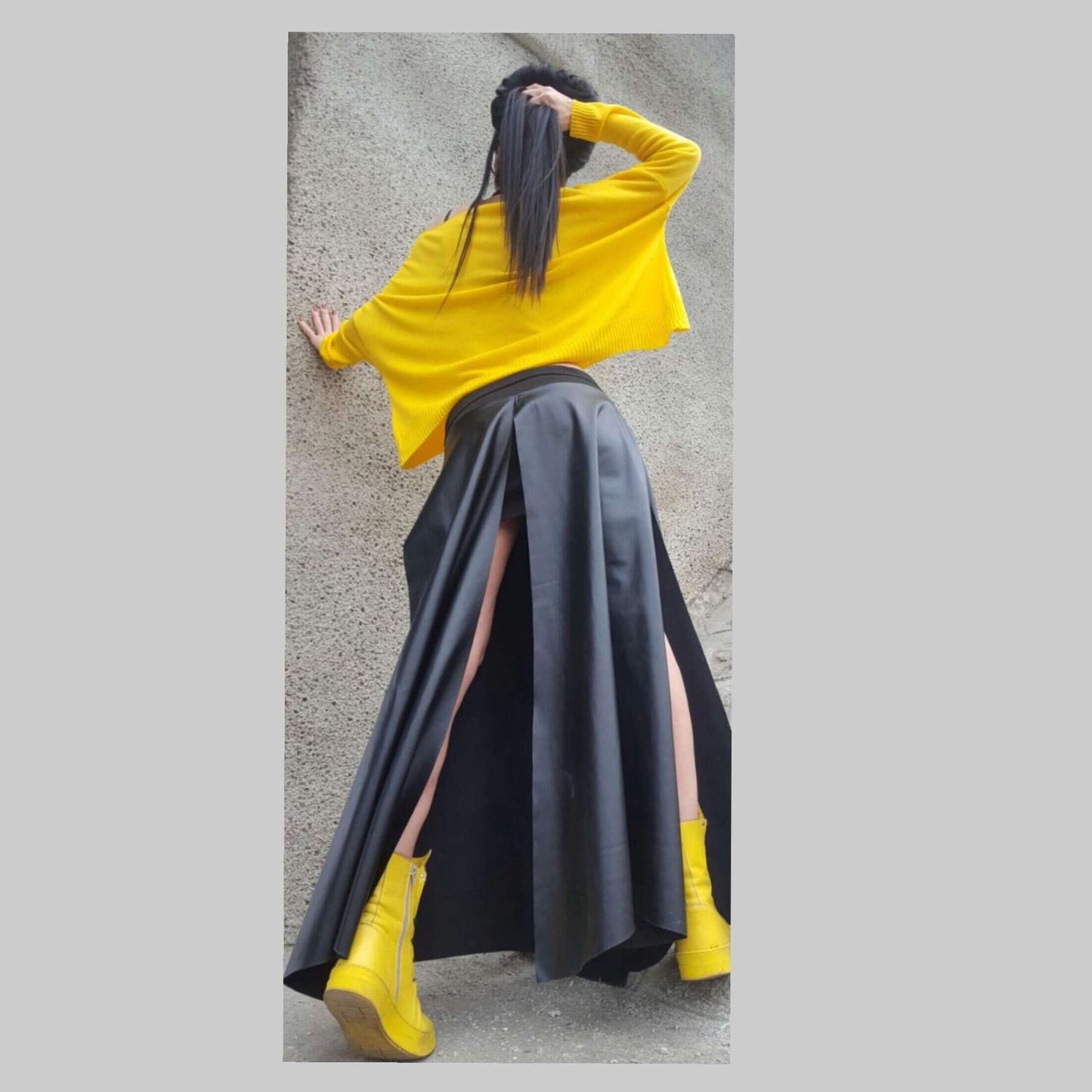 Long Short Leather Skirt - Handmade clothing from AngelBySilvia - Top Designer Brands 