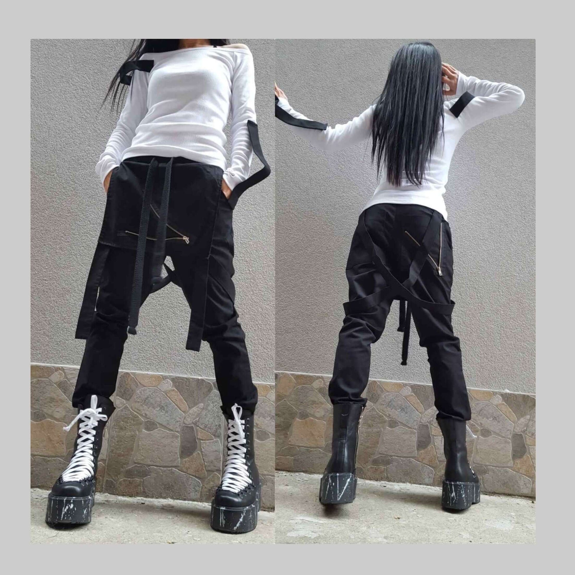 Loose Asymmetric Pants - Handmade clothing from AngelBySilvia - Top Designer Brands 