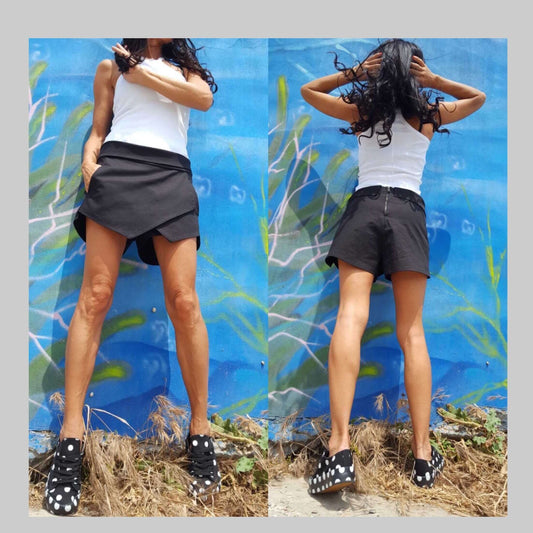 Extravagant Black Short Pants - Handmade clothing from AngelBySilvia - Top Designer Brands 
