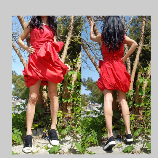 Asymmetric Red Dress - Handmade clothing from AngelBySilvia - Top Designer Brands 