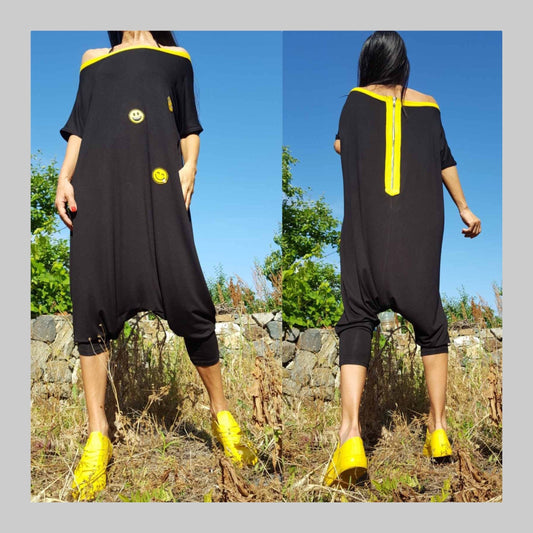 Women Black Oversized Jumpsuit - Handmade clothing from AngelBySilvia - Top Designer Brands 