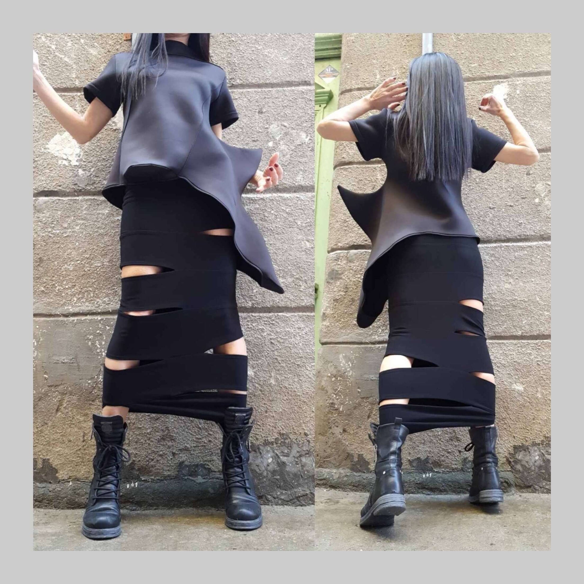 Long Slit Elastic Skirt - Handmade clothing from AngelBySilvia - Top Designer Brands 