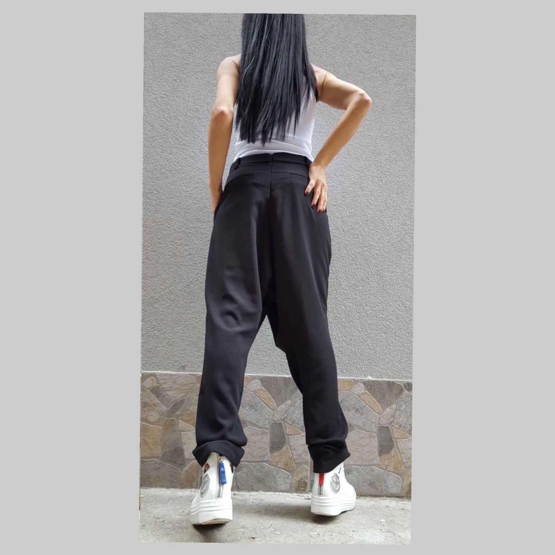 Asymmetric  Black Pants - Handmade clothing from AngelBySilvia - Top Designer Brands 