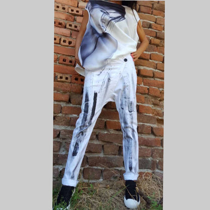 Hand Painted Pants - Handmade clothing from AngelBySilvia - Top Designer Brands 