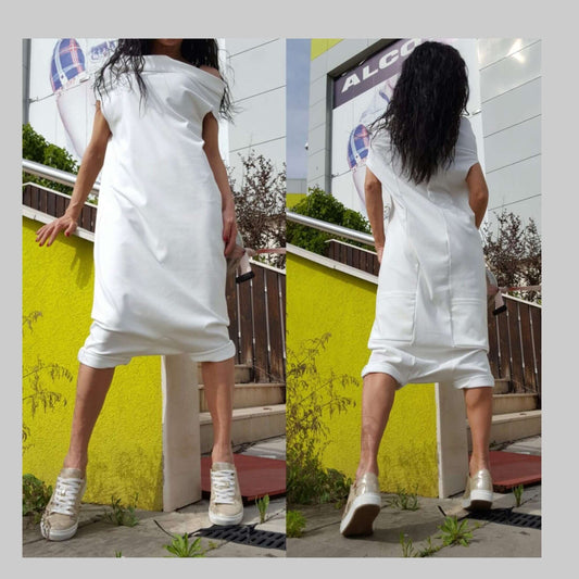 Harem White Jumpsuit - Handmade clothing from AngelBySilvia - Top Designer Brands 