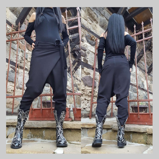 Asymmetric Black Pants - Handmade clothing from AngelBySilvia - Top Designer Brands 