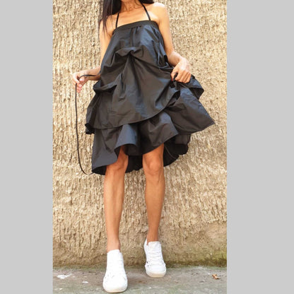 Asymmetric Black Dress - Handmade clothing from AngelBySilvia - Top Designer Brands 