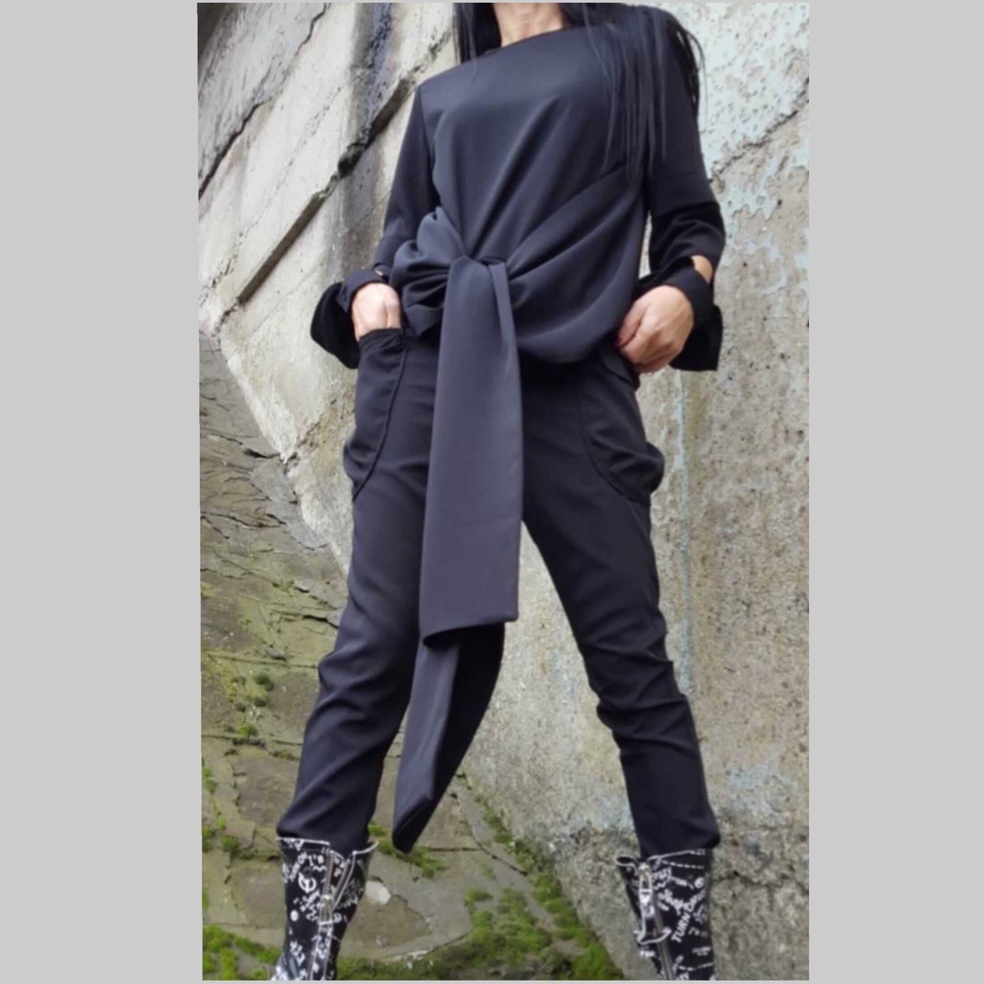 Asymmetric Black Shirt - Handmade clothing from AngelBySilvia - Top Designer Brands 