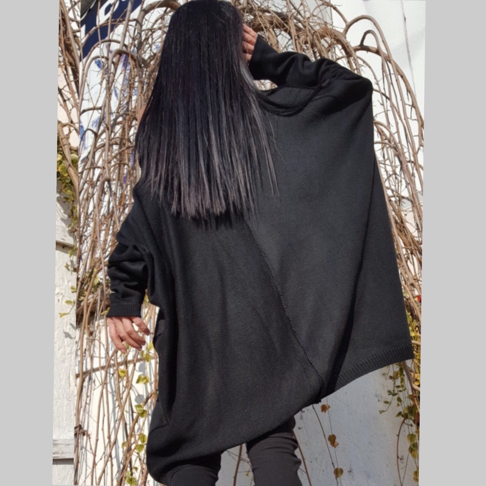 Oversize Wool Black Sweater - Handmade clothing from AngelBySilvia - Top Designer Brands 