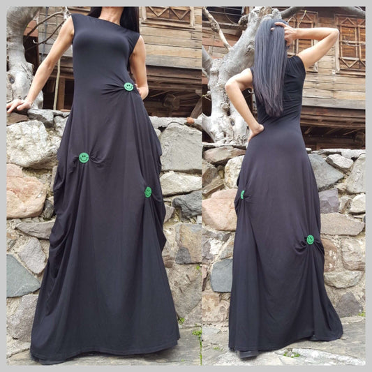 Kaftan Black Dress - Handmade clothing from AngelBySilvia - Top Designer Brands 