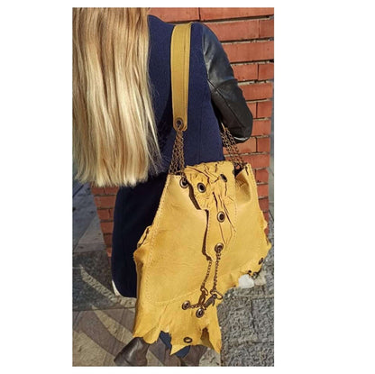 Asymmetric Shoulders Bag Mustard Color - Handmade clothing from AngelBySilvia - Top Designer Brands 
