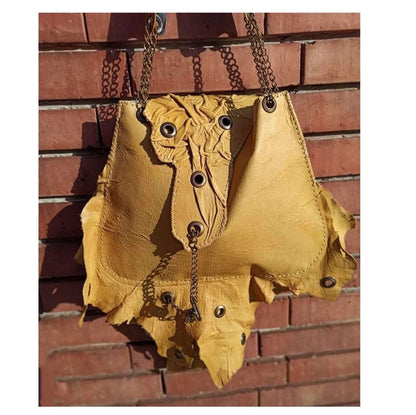Asymmetric Shoulders Bag Mustard Color - Handmade clothing from AngelBySilvia - Top Designer Brands 