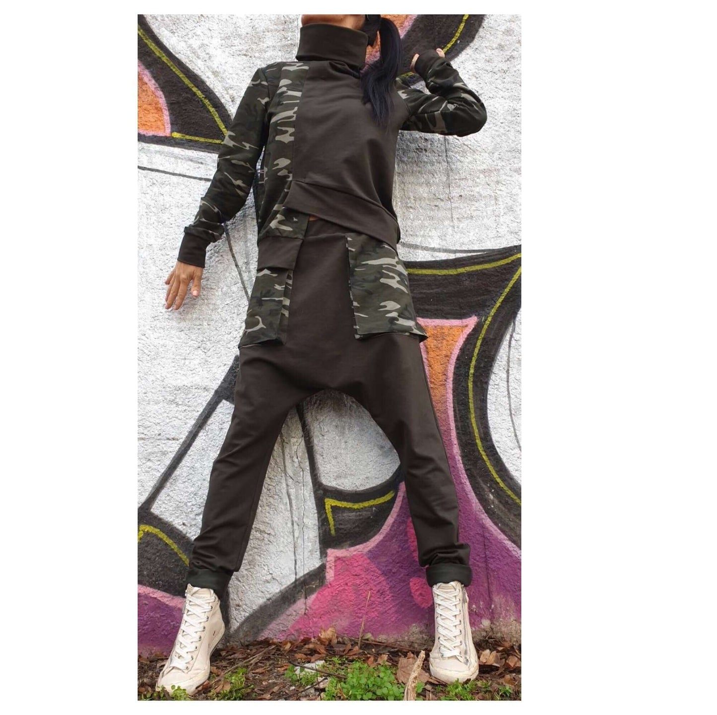 Green Camouflage Everyday Outwear Women Tracksuit - Handmade clothing from AngelBySilvia - Top Designer Brands 