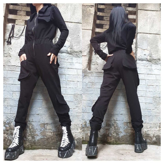 Gothic Outer Pockets Overalls - Handmade clothing from AngelBySilvia - Top Designer Brands 
