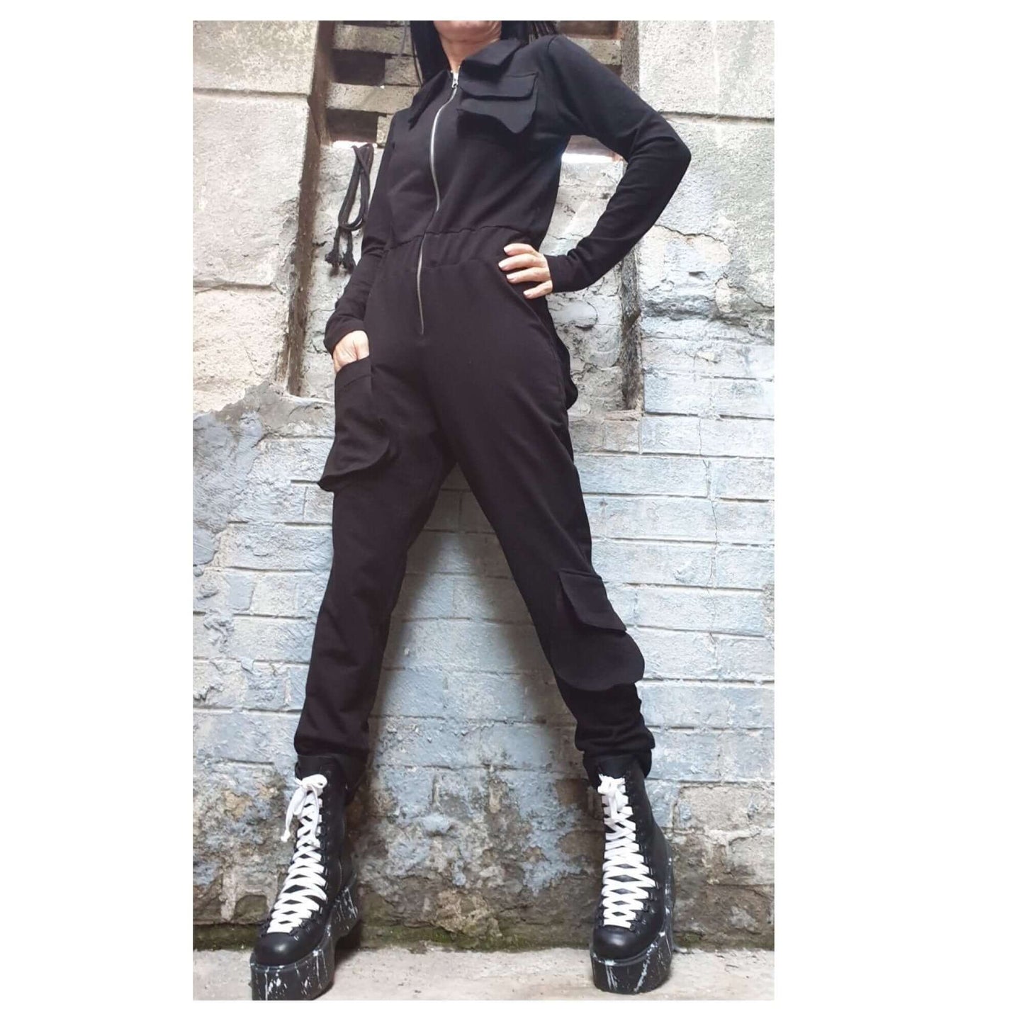Gothic Outer Pockets Overalls - Handmade clothing from AngelBySilvia - Top Designer Brands 