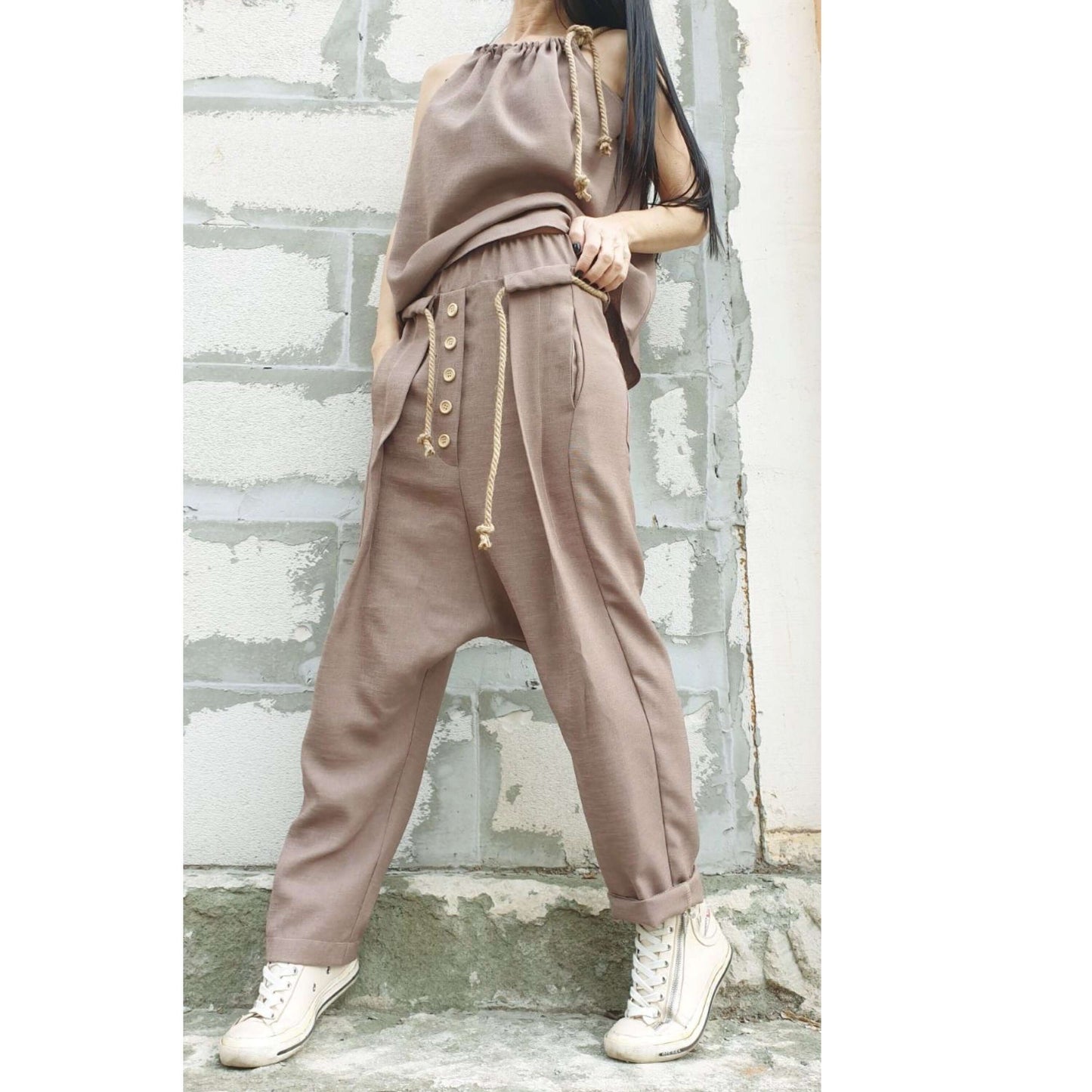 Linen Dark Beige Set - Handmade clothing from AngelBySilvia - Top Designer Brands 