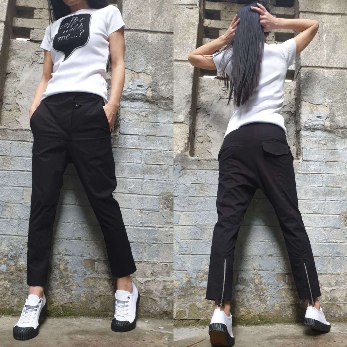 Black Woman Harem Pants - Handmade clothing from AngelBySilvia - Top Designer Brands 