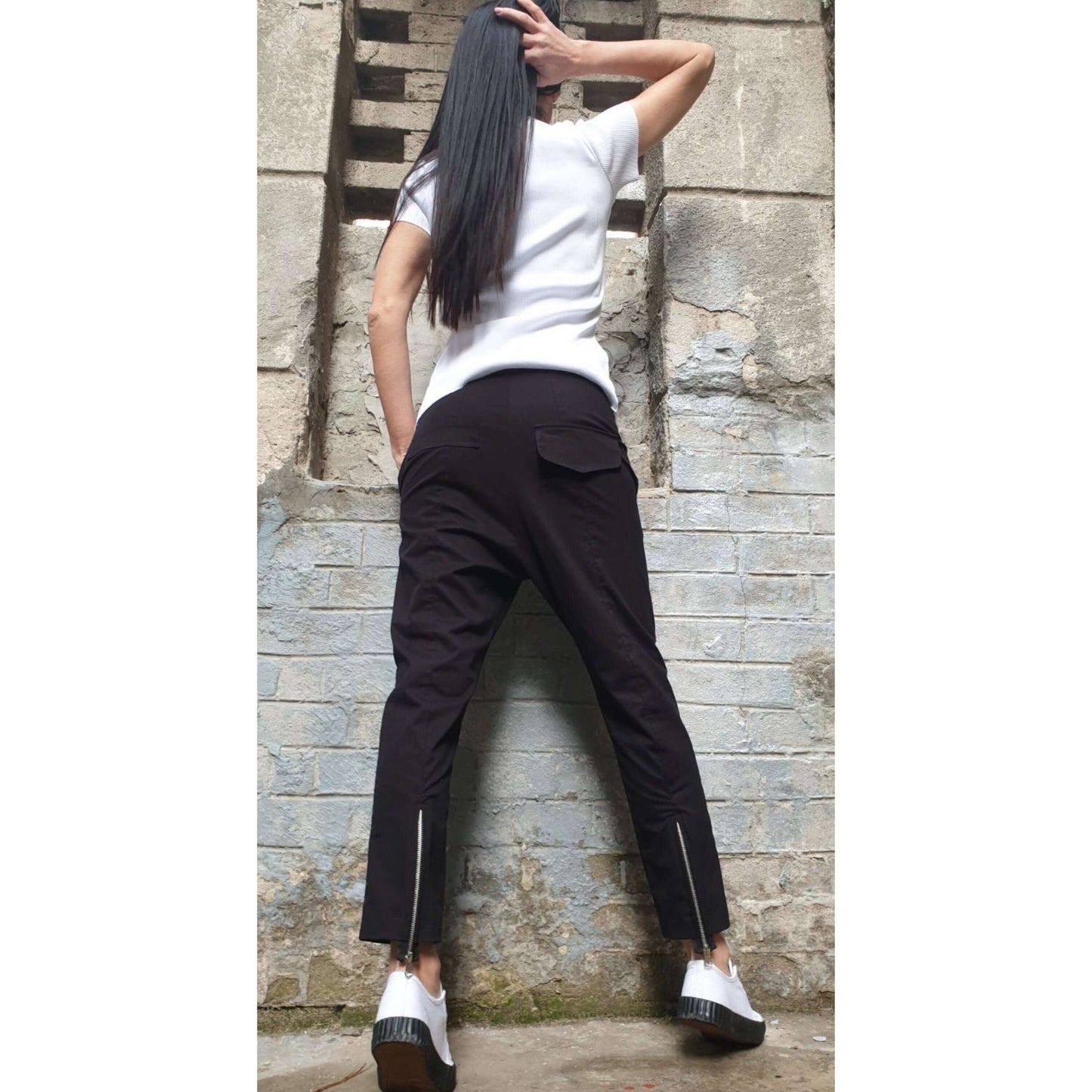 Black Woman Harem Pants - Handmade clothing from AngelBySilvia - Top Designer Brands 