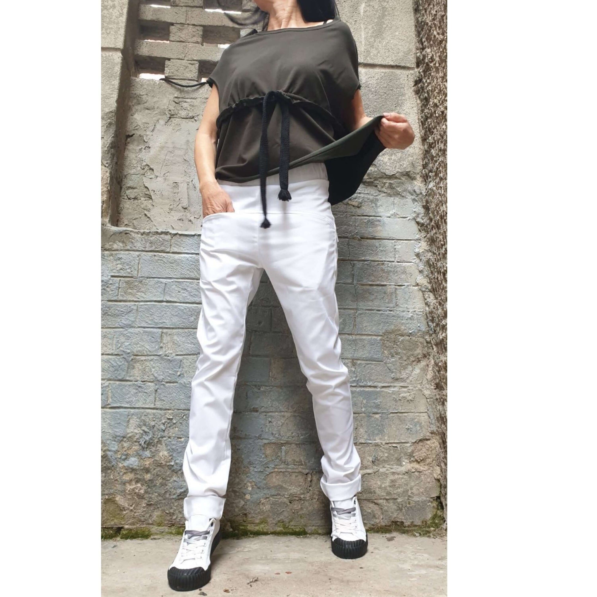 Extravagant White Long Trousers - Handmade clothing from AngelBySilvia - Top Designer Brands 