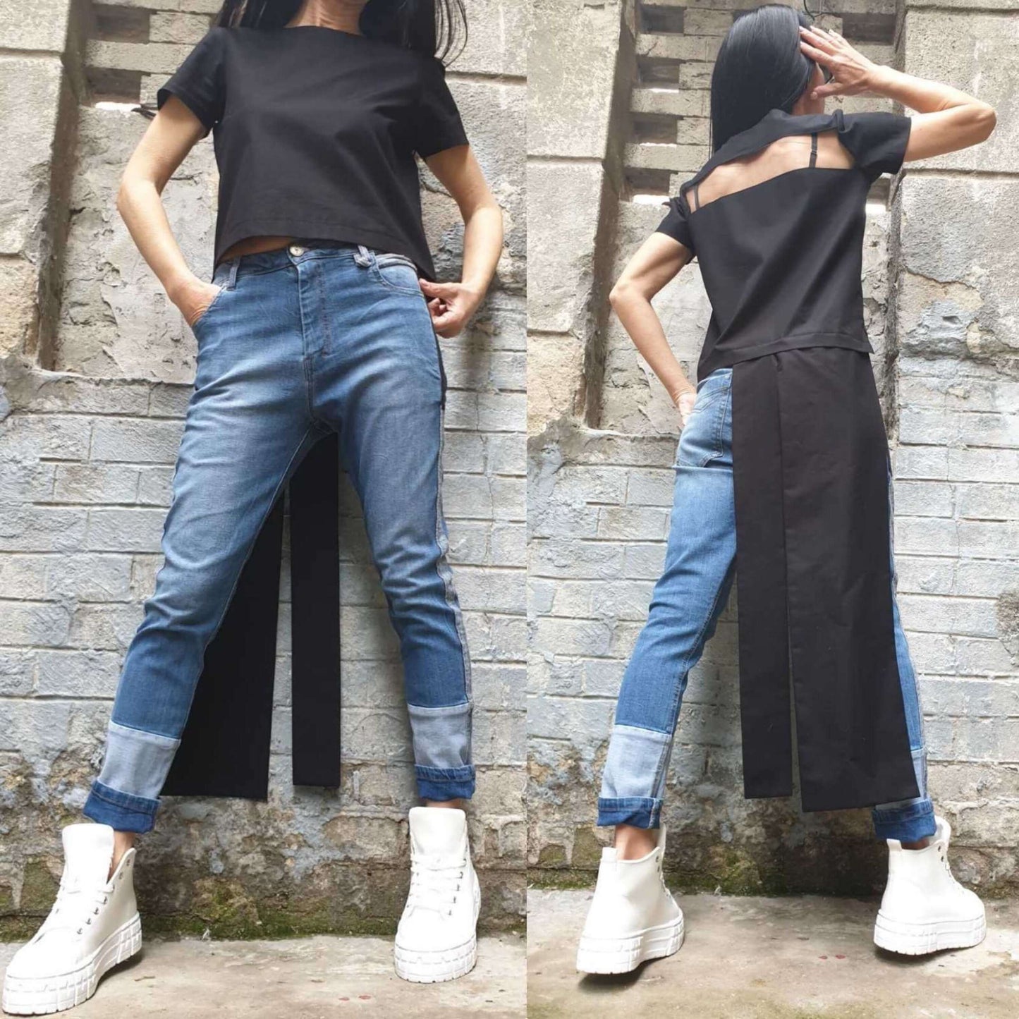 Asymmetric Cotton Top - Handmade clothing from AngelBySilvia - Top Designer Brands 