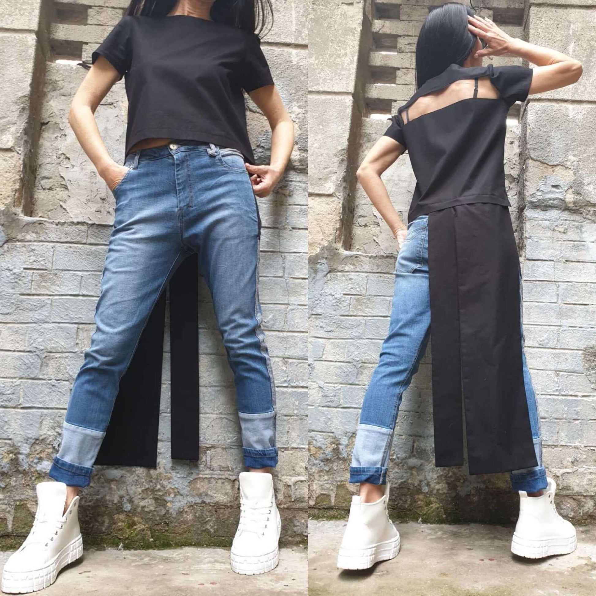 Asymmetric Cotton Top - Handmade clothing from AngelBySilvia - Top Designer Brands 