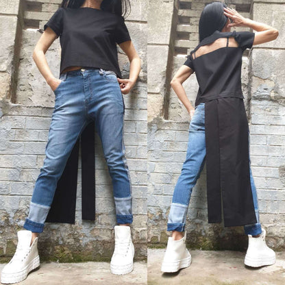 Asymmetric Cotton Top - Handmade clothing from AngelBySilvia - Top Designer Brands 
