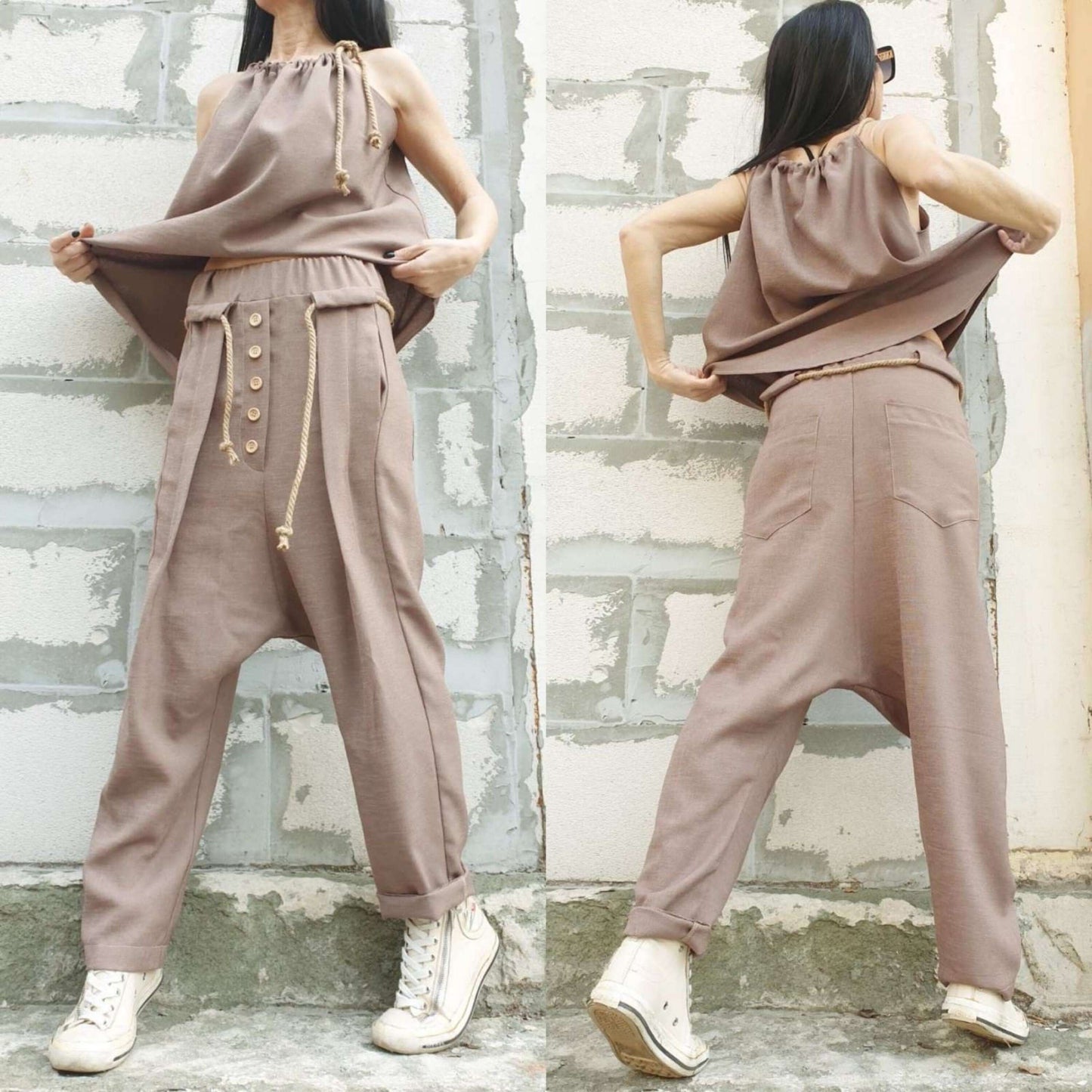 Linen Dark Beige Set - Handmade clothing from AngelBySilvia - Top Designer Brands 