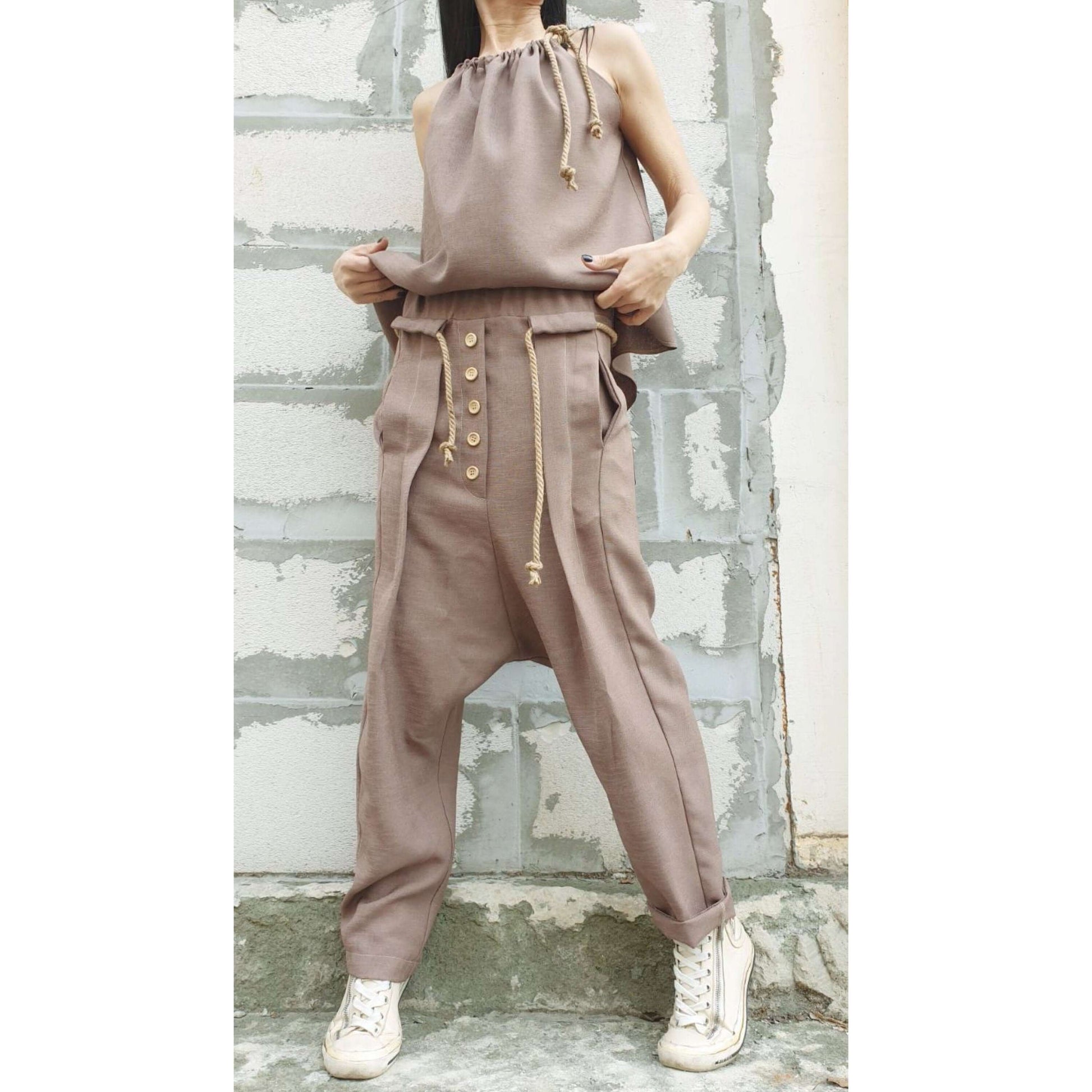 Linen Dark Beige Set - Handmade clothing from AngelBySilvia - Top Designer Brands 