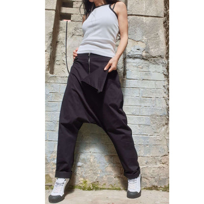 Asymmetric Black Trousers - Handmade clothing from AngelBySilvia - Top Designer Brands 