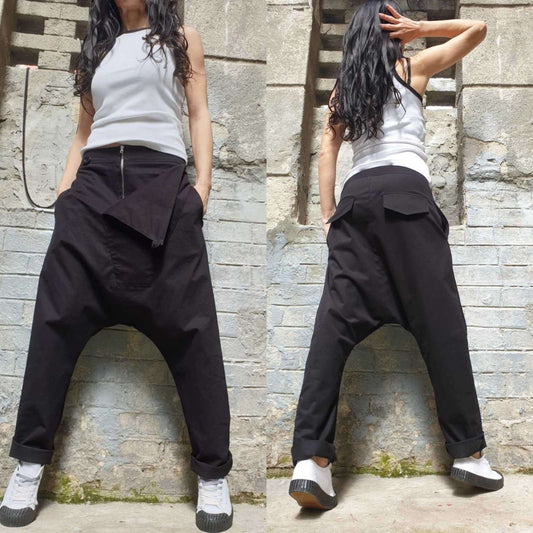 Asymmetric Black Trousers - Handmade clothing from AngelBySilvia - Top Designer Brands 