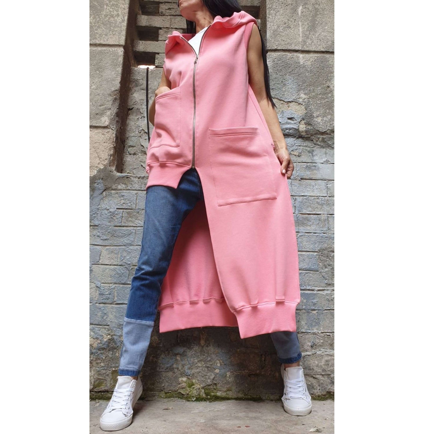 Asymmetric Pink Vest - Handmade clothing from AngelBySilvia - Top Designer Brands 