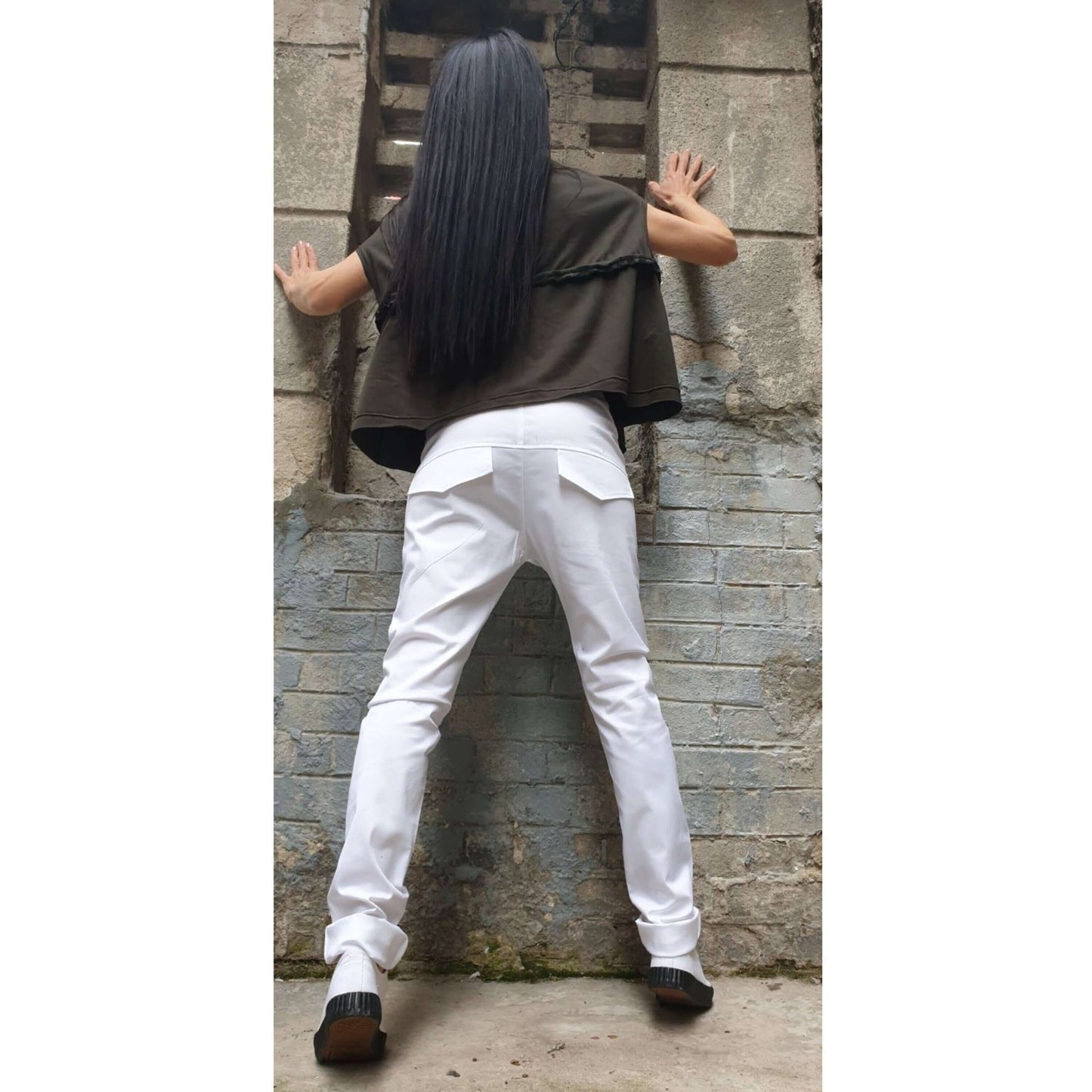 Extravagant White Long Trousers - Handmade clothing from AngelBySilvia - Top Designer Brands 