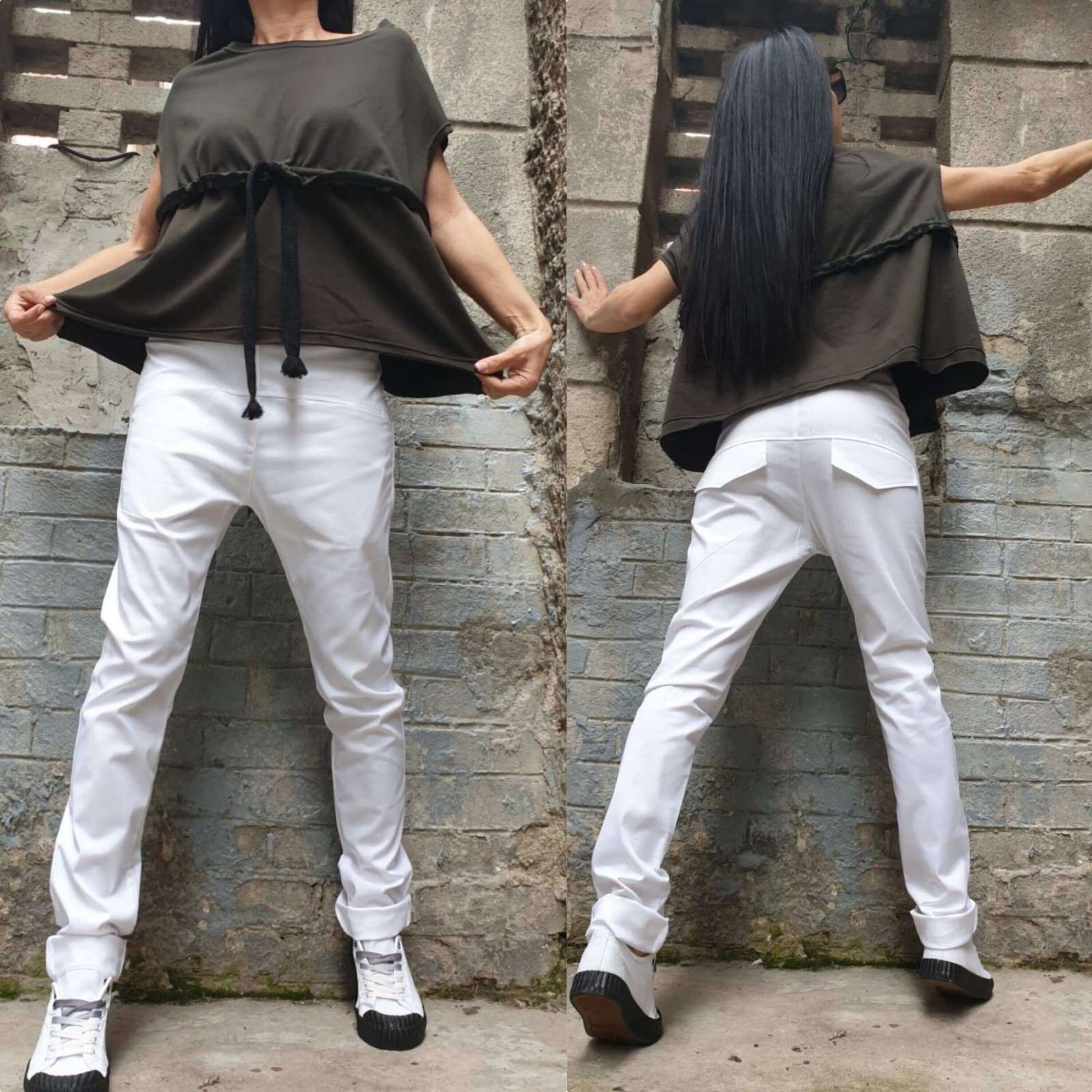 Extravagant White Long Trousers - Handmade clothing from AngelBySilvia - Top Designer Brands 