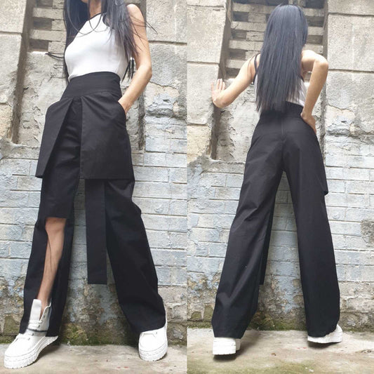 Outer Pockets Asymmetric Pants - Handmade clothing from AngelBySilvia - Top Designer Brands 