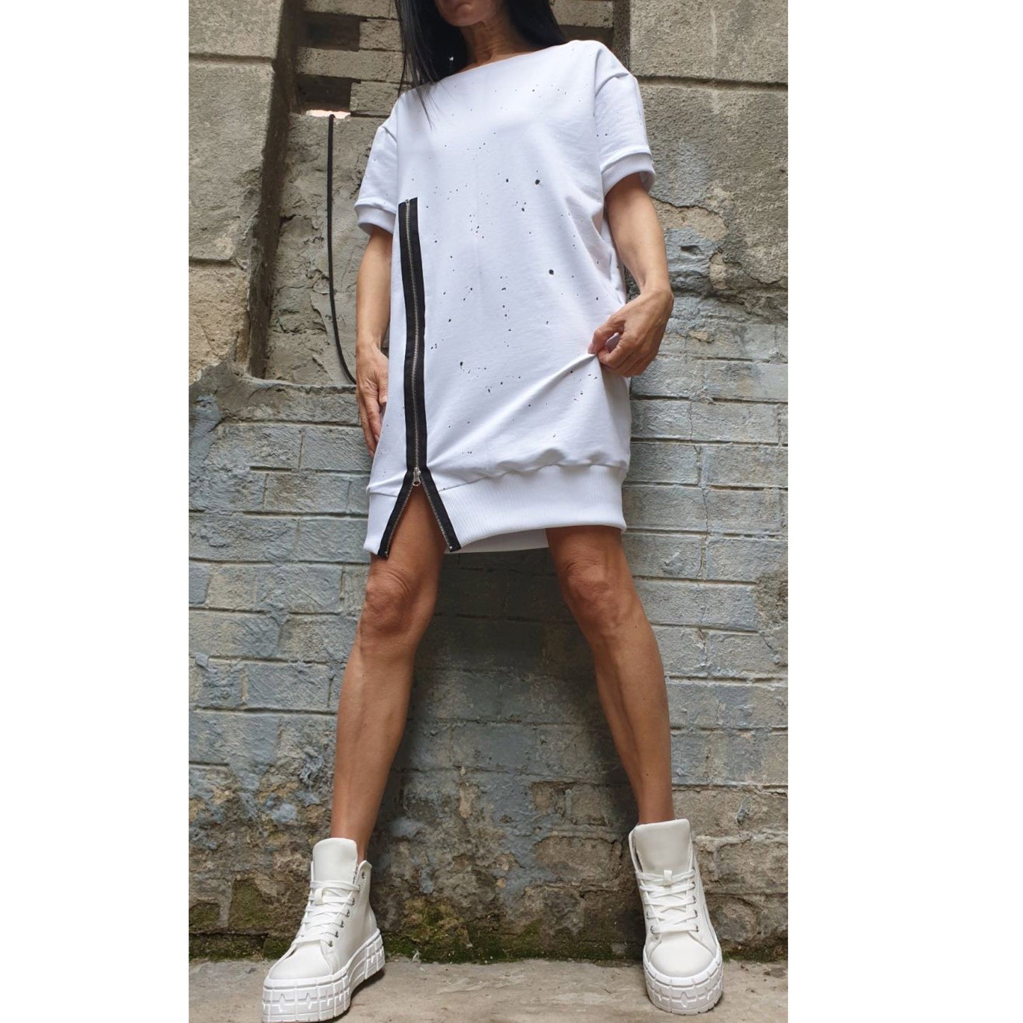 White Zipper Dress - Handmade clothing from AngelBySilvia - Top Designer Brands 