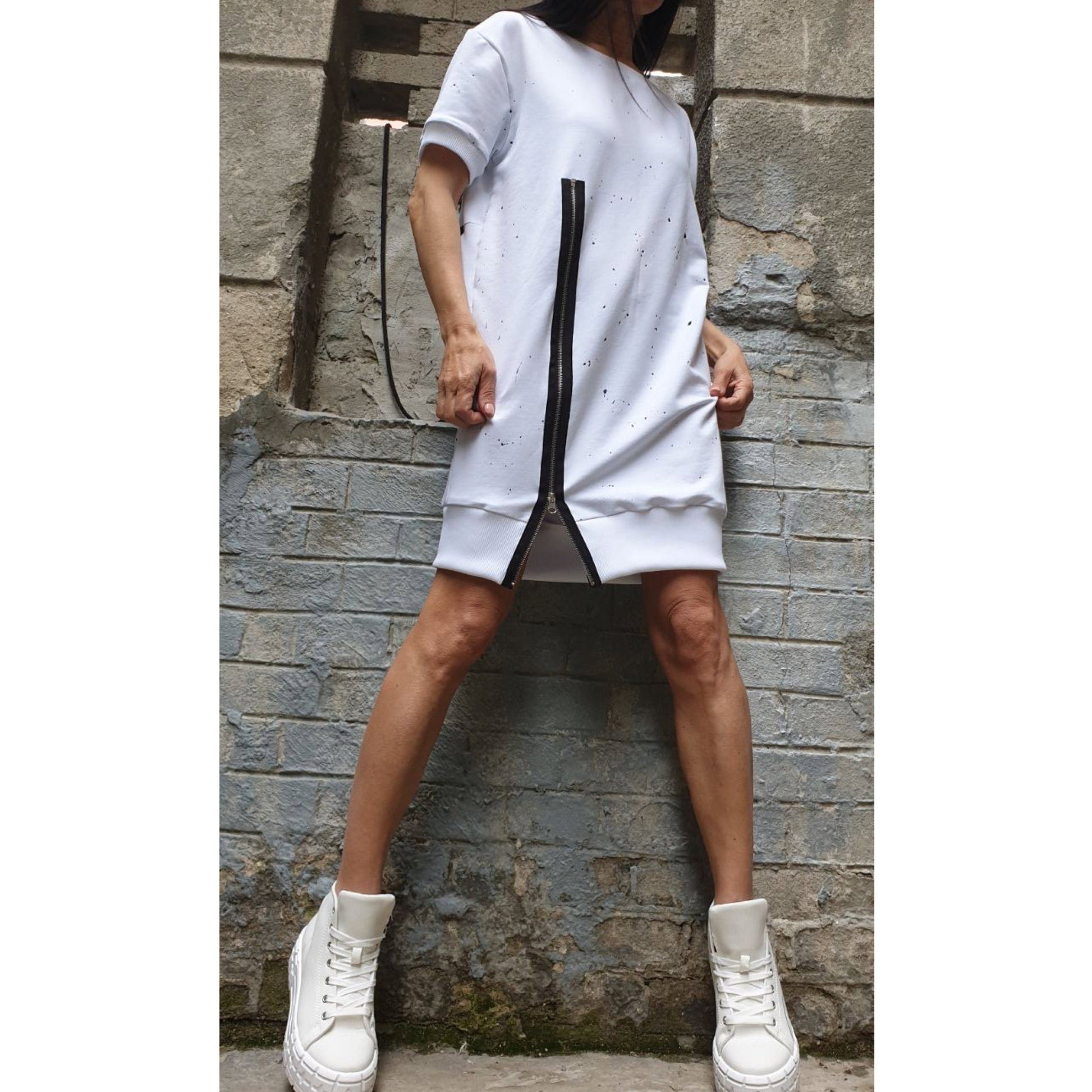 White Zipper Dress - Handmade clothing from AngelBySilvia - Top Designer Brands 