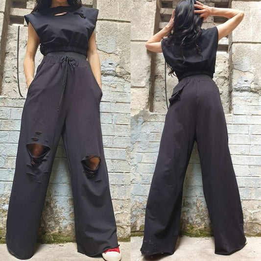 Pants Blouse Casual Black Set - Handmade clothing from AngelBySilvia - Top Designer Brands 