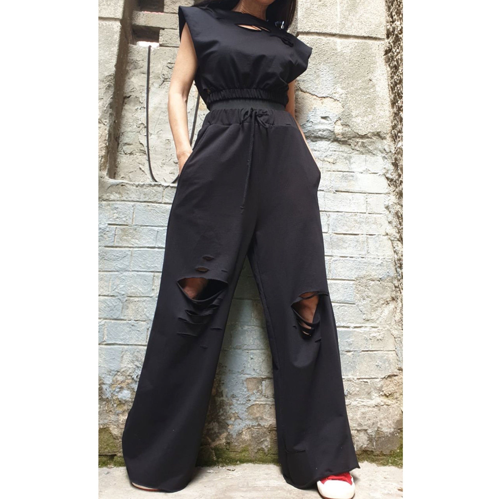 Pants Blouse Casual Black Set - Handmade clothing from AngelBySilvia - Top Designer Brands 