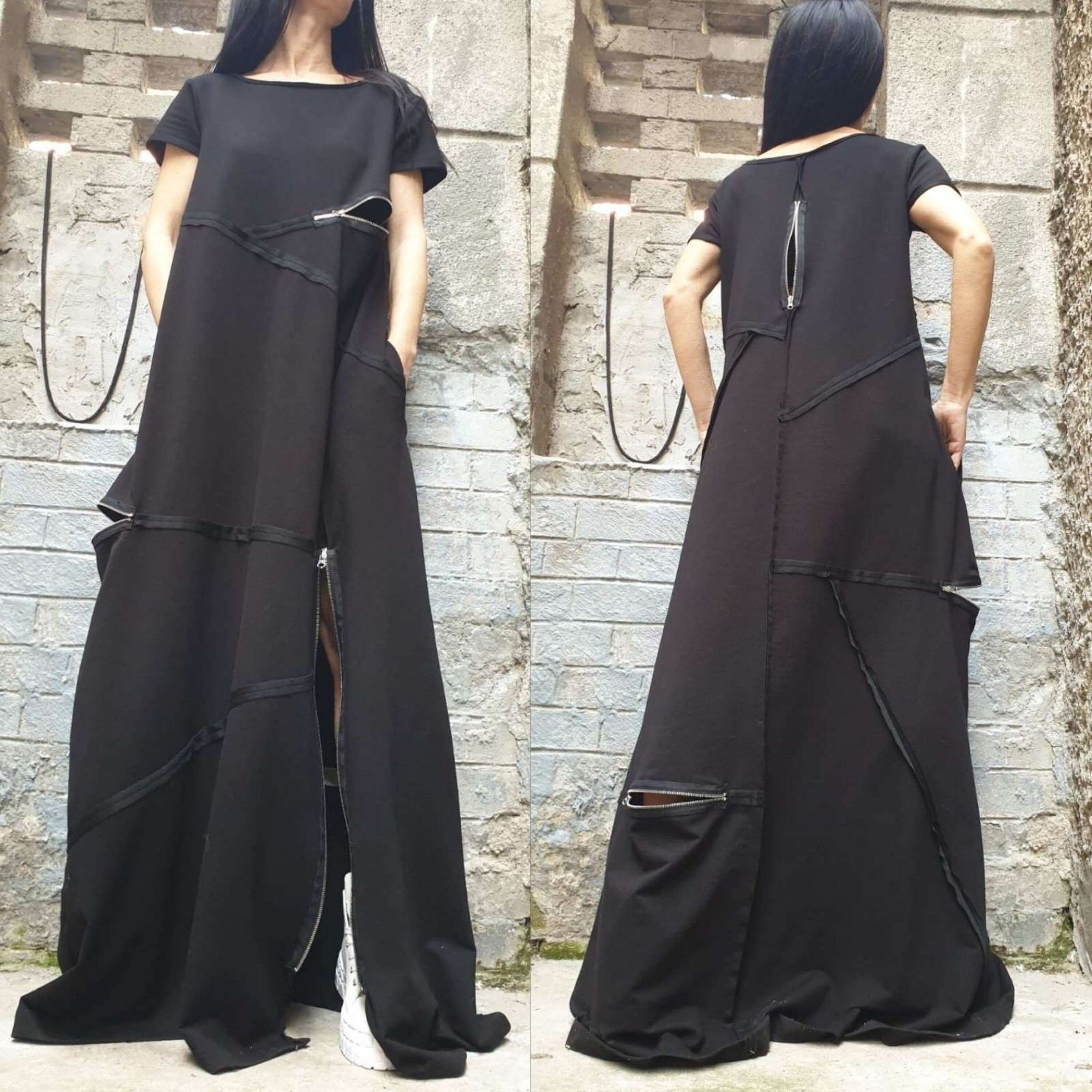 Kaftan Black Dress/Extravagant Black Dress/Sleeveless Cotton Dress/Comfortable Summer top Dress/Asymmetric Dress/Outerwear By AngelBySilvia