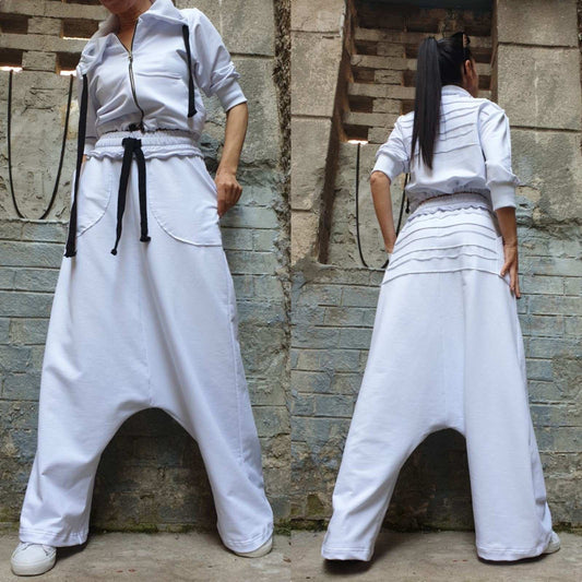 Pants Blouse White Outwear Woman Outfit - Handmade clothing from AngelBySilvia - Top Designer Brands 