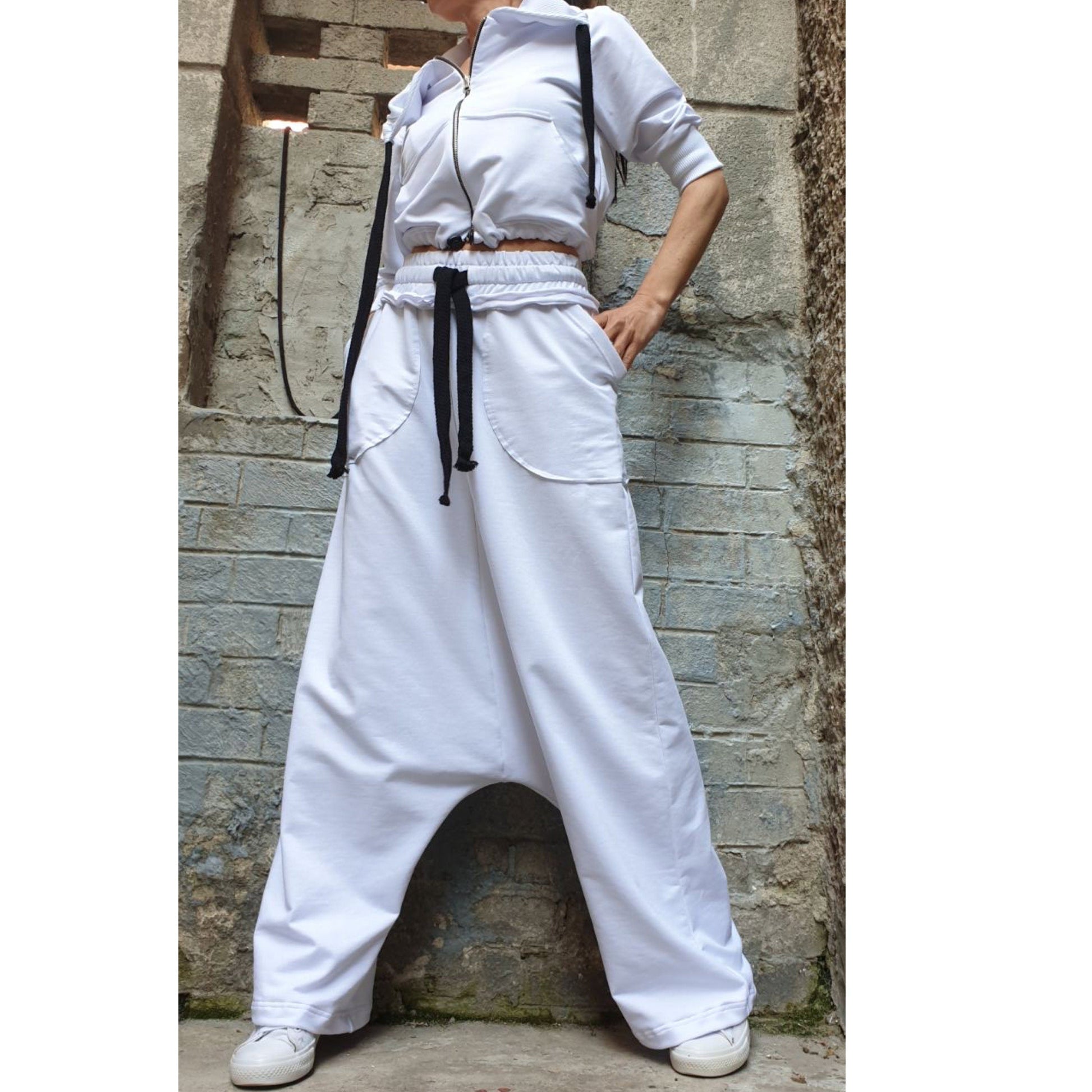 Pants Blouse White Outwear Woman Outfit - Handmade clothing from AngelBySilvia - Top Designer Brands 