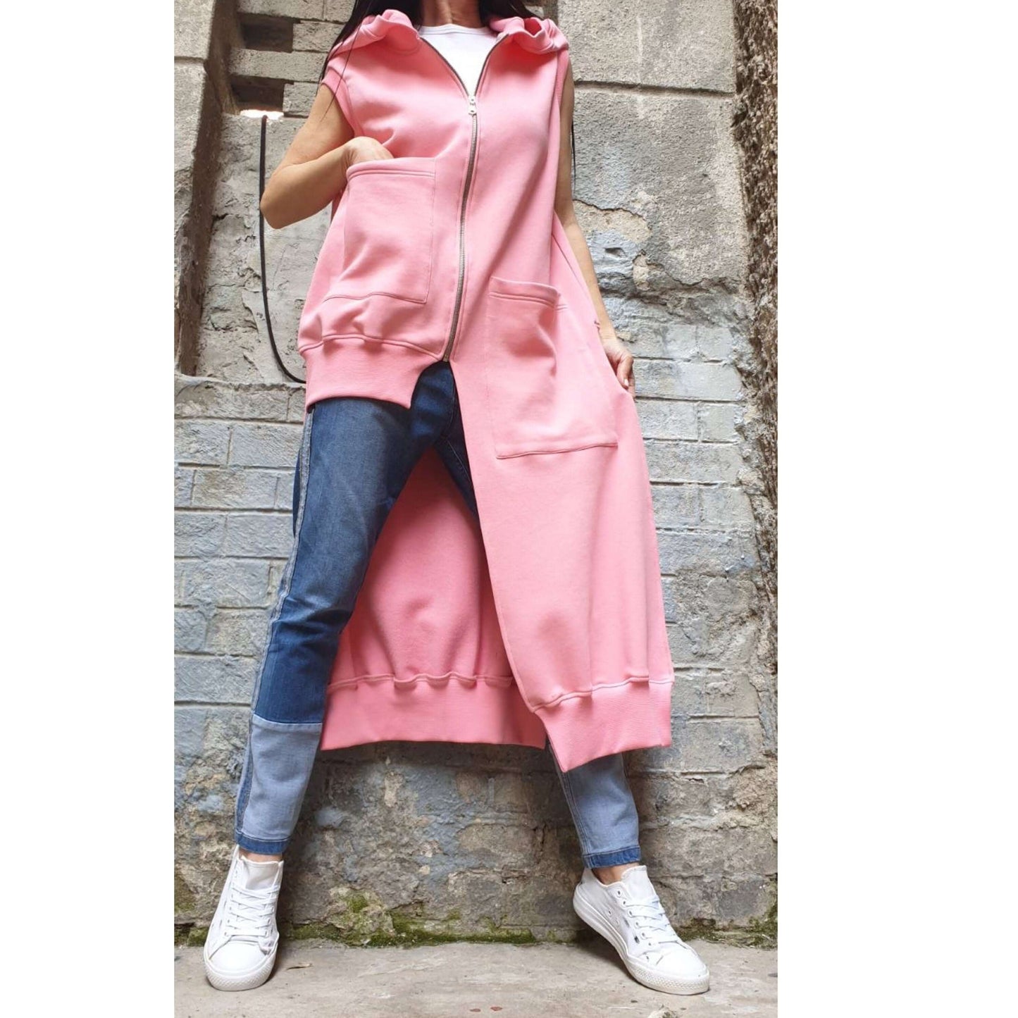 Asymmetric Pink Vest - Handmade clothing from AngelBySilvia - Top Designer Brands 